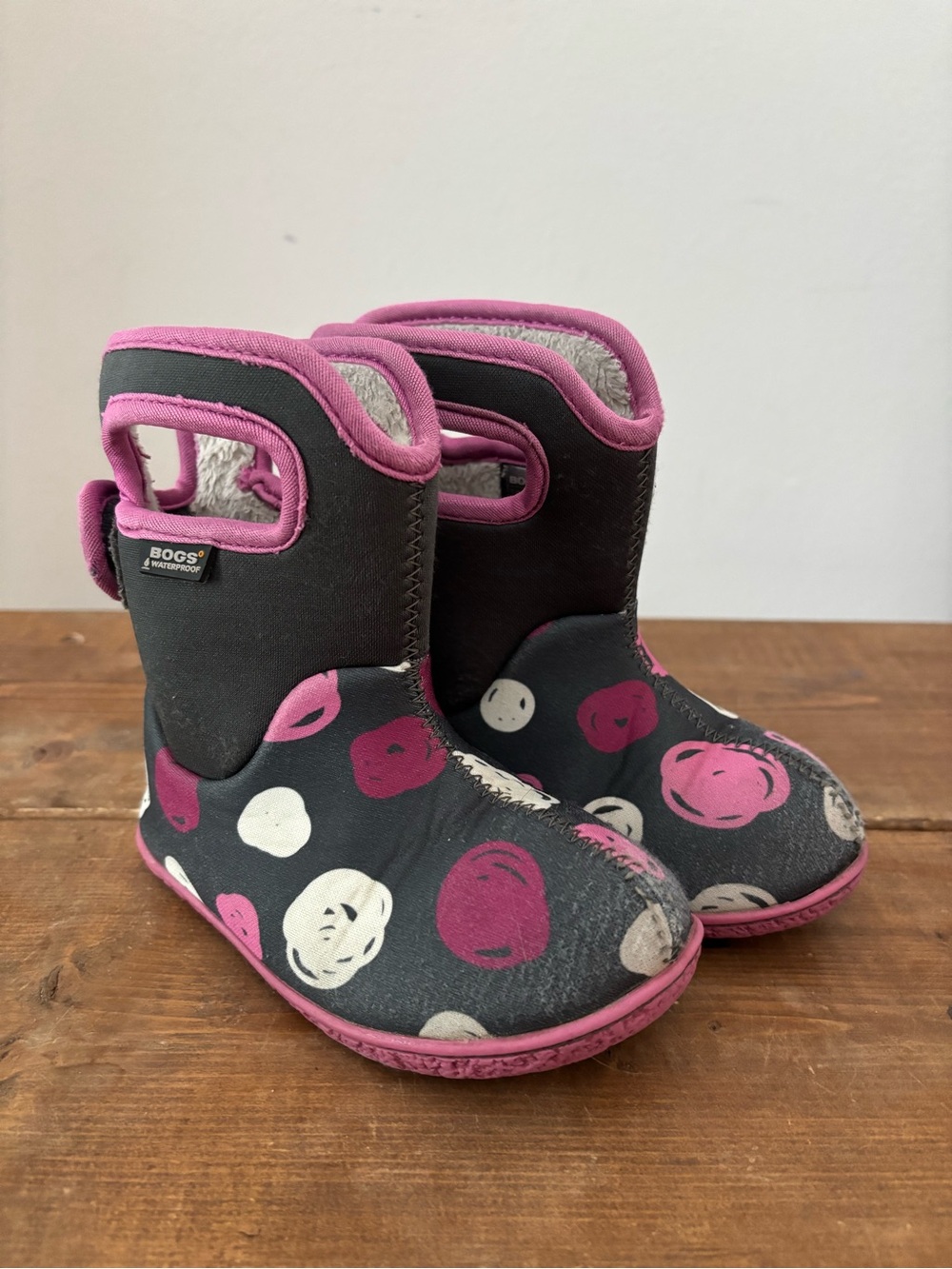 Baby Bogs Kids Infant Winter Snow Boots Pink Polka Dot Toddler size 8